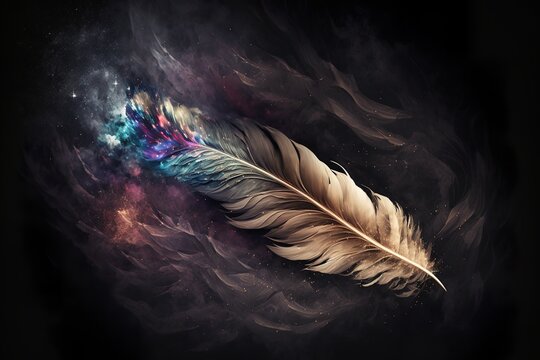 beauticul feather in the space