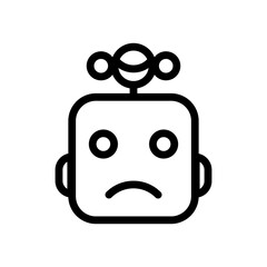 Cute robot line icon. Chatbot face robot. Modern vector icon isolated on white background.