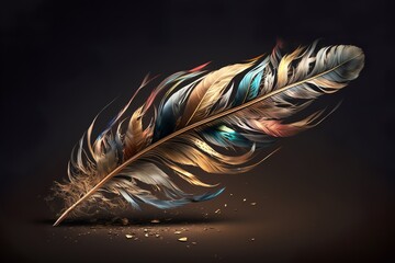beauticul gold andcolor feather