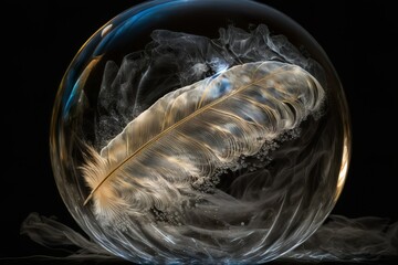beauticul feather in the bubble