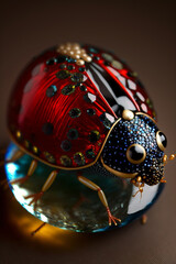 Fototapeta premium A ladybug made of tiny glass beads. Realistic AI art