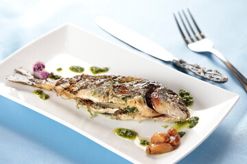 grilled fish with vegetables