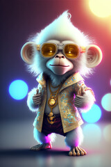 Obraz na płótnie Canvas close up of a monkey wearing sunglasses. generative ai.