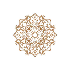 Unique Circular logo illustration. Mandala flat icon for your business. Ayurveda, spa, yoga company identity. Advertising or web startup zen symbol design. Moroccan tile style. Vector isolated sign.
