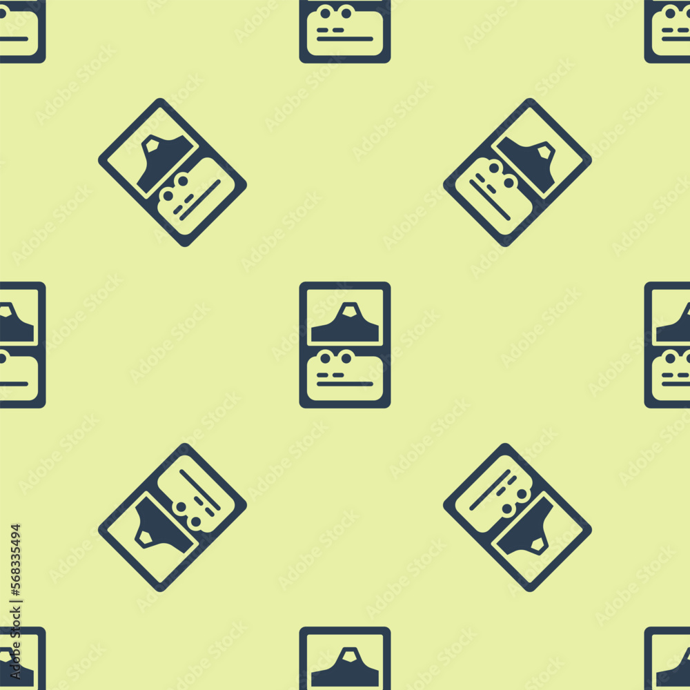 Aufkleber blue card game collection icon isolated seamless pattern on yellow background. fantasy ui kit with m
