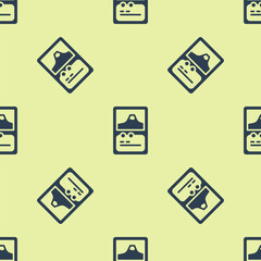 Blue Card game collection icon isolated seamless pattern on yellow background. Fantasy ui kit with magic items. Vector