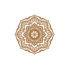 Unique Circular logo illustration. Mandala flat icon for your business. Ayurveda, spa, yoga company identity. Advertising or web startup zen symbol design. Moroccan tile style. Vector isolated sign.
