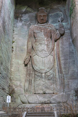 房州石（凝灰岩）に掘られた百尺観音【鋸山・日本寺】日本千葉県鋸南町