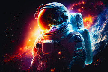 Obraz na płótnie Canvas unrecognizable astronaut in the universe