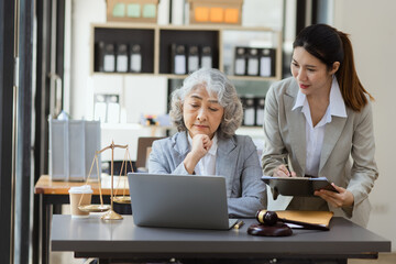 lawyer working on table office, law and justice concept, Selective focus, Law, Business people negotiating a contract, signing contract, problem consultant,