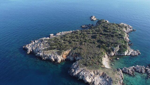 Two uninhabited islands in the Mediterranean. Uc adalar islands.