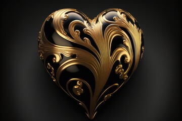 black and gold heart shape generative ai