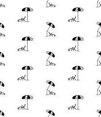 Deck Chair Umbrella Icon Seamless Pattern