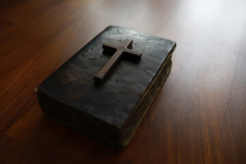 The cross of God in the rays of the sun. Background of religions