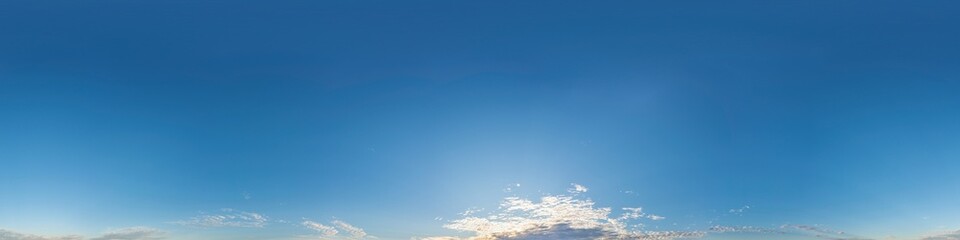 Blue summer sky panorama with light Cirrus clouds. Hdr seamless spherical equirectangular 360...