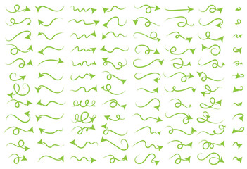 Hand drawn doodle decorative arrows collection.arrow lines isolated. vector illustration.