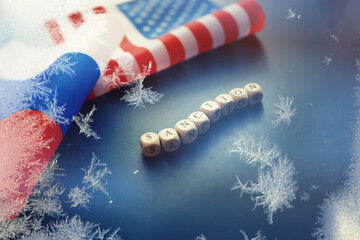 American and Russian flag. US sanctions against Russia. Aggravation and freezing of diplomatic...