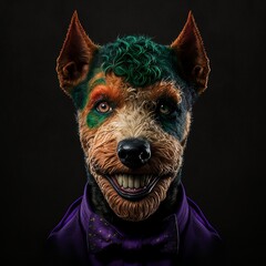 Welsh terrier as a joker style clown digital painting