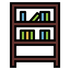 bookshelf filled outline icon style