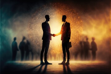 two people shaking hands generative ai illustration