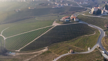 Aerial shot of the Unesco proseco hills, wine mountains framed by the Venetian fog.
Cold and foggy...
