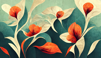 Abstract floral organic wallpaper background illustration19. Generative Ai