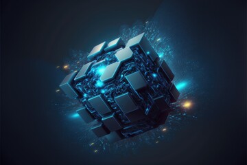 abstract futuristic computer technology business generative ai  geometric shape abstract technology background