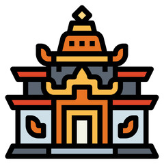 temple filled outline icon style