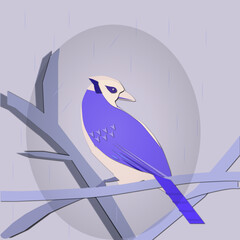 bird on a branch.Nature concept. Natural beauty. Isolated vector illustration. 