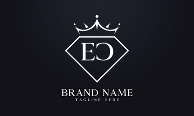 Diamond crown vector. Luxury queen logo for jewelry vector with letters	