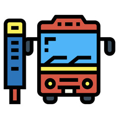 bus stop filled outline icon style