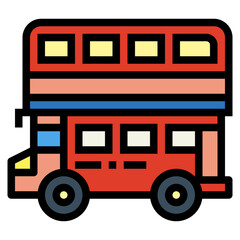double decker bus filled outline icon style