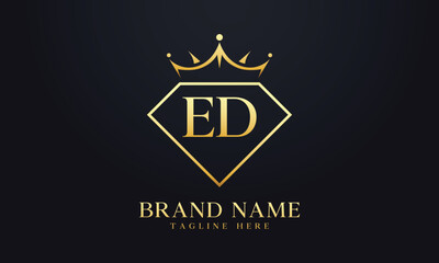 Diamond crown vector. Luxury queen logo for jewelry vector with letters	
