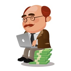 Freelancer working remotely from his laptop