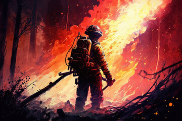 Fototapeta na wymiar firemen douse an inferno with water. Generative AI