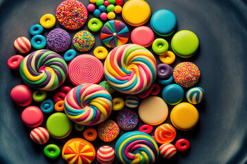 Fototapeta na wymiar tasty colored candies. Generative AI