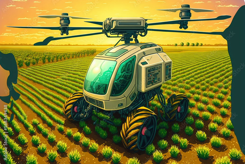 Poster smart robotics (artificial intelligence ai) are used in agriculture for management, control, monitor