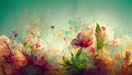 Wonderful Abstract floral organic wallpaper background illustration19. Generative Ai