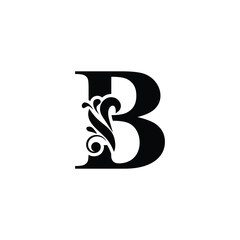 letter B . Black flower alphabet. Beautiful capital letters with shadow	
