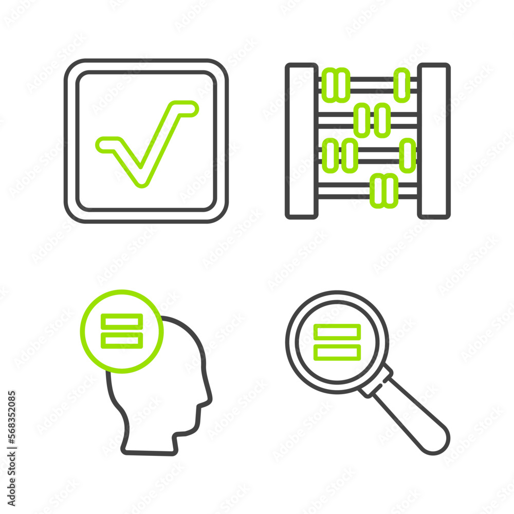 Poster set line calculation, abacus and square root icon. vector