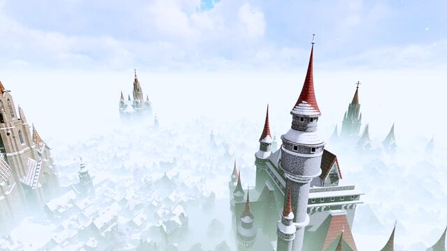 King's courts and temple spiers on a frosty winter day