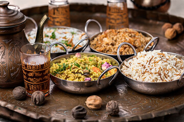 rice bowls and tea