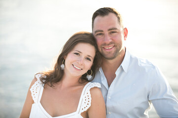 Fototapeta premium romantic couple at beach portrait