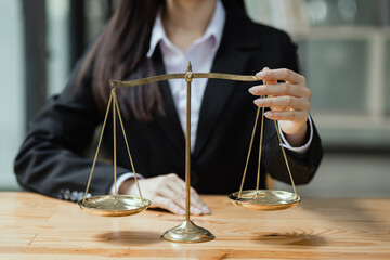 Concepts of Law and Legal services. Lawyer working with law	