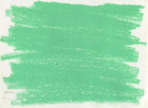 Hand drawn crayon strokes texture. Green colors. Banner, label, flyer, poster, cover design. Rough pastel drawing with textured effect of natural paper. Child doodles background. Vegan wallpaper.
