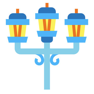 Lamppost Flat Icon Style