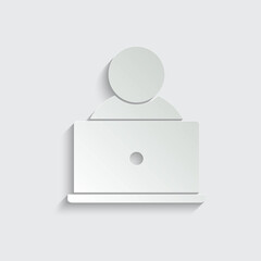 person with laptop. Blogger, programmer, user with computer.