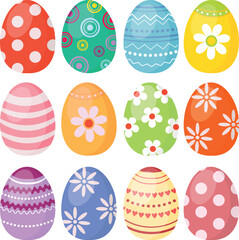 Easter decorative eggs. Set of decorated Easter eggs.