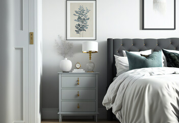 Bedroom design. Chest of drawers with white drawers,ai generated
