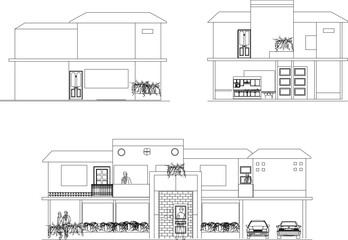 modern minimalist Simple house illustration vector sketch